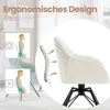 A cream-colored chair with a black base, shown with diagrams illustrating ergonomic design. Náhľad obrázku produktu