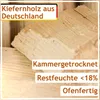 A close-up of firewood with text overlays indicating its origin and drying process. Náhled obrázku produktu