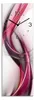 A vertical wall clock with a swirling abstract design in shades of pink and purple. Produktbild-Vorschau