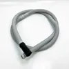 A gray corrugated hose with a black connector is laid out on a white background. Produktbild-Vorschau