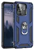A blue protective phone case with a ring holder is shown next to a smartphone. Produktbild-Vorschau