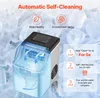An ice maker with a diagram showing its self-cleaning function and instructions. Náhled obrázku produktu
