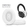 A pair of white headphone ear pads and a black and white headphone are shown against a white background. Produktbild-Vorschau