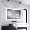 AICA LED Wandspiegel mit Steckdose 70x50cm Uhr Beschlagfrei Produktbild-Vorschau 3