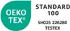 This image displays the OEKO-TEX STANDARD 100 certification logo, indicating that the textile product has been tested for harmful substances. Voir les images du produit