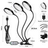 A product image showing a three-headed LED plant grow light with dimensions and feature callouts. Náhľad obrázku produktu