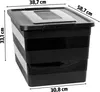 A black storage box with dimensions indicated. Anteprima dell’immagine prodotto