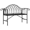 A black metal garden bench on a white background. Produktbild-Vorschau