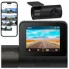 A collage showing a smartphone displaying dashcam footage, a dashcam unit, and a separate camera module. Náhľad obrázku produktu