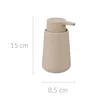 A beige ceramic soap dispenser with dimensions indicated. Podgląd zdjęcia produktu
