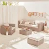 Salotto da giardino in resina intrecciata, 5 posti, Beige Anteprima dell’immagine prodotto 6