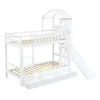 A white bunk bed with a slide and drawers, shown against a white background. Náhled obrázku produktu