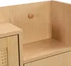A close-up view of a wooden furniture piece, showing a knob and a shelf. Produktbild-Vorschau