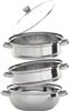 A stack of three stainless steel pots with a glass lid. Náhľad obrázku produktu