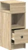 A tall, narrow wooden cabinet with an open shelf and a partially open drawer. Anteprima dell’immagine prodotto