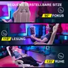 A collage of three images showing a gaming chair in different reclining positions, with text overlays indicating different angles and uses. Náhled obrázku produktu