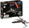 A product box for a Star Wars Poe's X-Wing Fighter model kit, with a model of the fighter shown in front of the box. Produktbild-Vorschau
