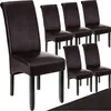 A set of six brown dining chairs arranged in two rows. Náhled obrázku produktu
