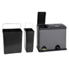 Three trash cans are displayed against a white background. Two are black and one is gray. Voir les images du produit