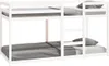 A white bunk bed with gray mattresses and pillows. Produktbild-Vorschau