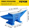 A blue anvil with dimensions and specifications indicated by text overlays and labels. Anteprima dell’immagine prodotto