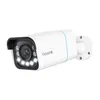 A white Reolink surveillance camera with a black lens and IR LEDs, mounted on a white bracket, against a white background. Produktbild-Vorschau