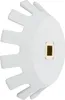 A white plastic part with a gold-colored insert in the center, against a white background. Produktbild-Vorschau
