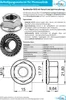 A technical diagram and product image of a metal nut with a flange and serrations. Produktbild-Vorschau