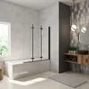 Duschspa 130x140cm Schwarz Badewanneaufsatz 3-teilig Produktbild-Vorschau 2
