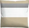 A pillow with horizontal stripes in beige, gray, and white. Produktbild-Vorschau