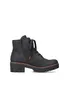 A black lace-up boot with a side zipper and a thick sole, shown against a white background. Produktbild-Vorschau