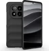A black phone case is shown next to a smartphone. Produktbild-Vorschau