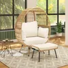 COSTWAY poltrona in vimini polyrattan con sgabello, Anteprima dell’immagine prodotto 8