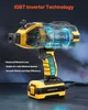 A yellow and black welding gun with a transparent casing showing internal components, set against a dark background. Anteprima dell’immagine prodotto