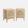 Set 2 comodini in legno con ante in cannage, Marrone Anteprima dell’immagine prodotto 1
