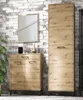 A hallway or entryway with a shoe cabinet and a tall cabinet against a brick wall. Náhled obrázku produktu