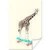 MuchoWow® Poster Giraffe - Muster - Skateboard - Rosa - Produktbild-Vorschau 1
