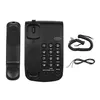 A black corded telephone with its handset and coiled cords are laid out on a white background. Podgląd zdjęcia produktu