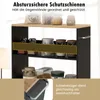 A close-up view of a black kitchen cart with wooden shelves, showing various jars and containers on the shelves. A detail of a handle is shown in a smaller inset image. Podgląd zdjęcia produktu