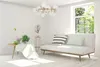 A bright, modern living room with a sofa, coffee table, and a large window. Náhľad obrázku produktu