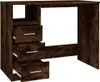 A dark brown wooden desk with three drawers on the left side and an open space on the right. Anteprima dell’immagine prodotto