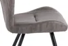 Close-up view of a gray upholstered chair seat and armrest with black legs. Produktbild-Vorschau