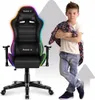 A gaming chair with RGB lighting next to a young boy. Anteprima dell’immagine prodotto