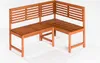 A wooden corner bench with a slatted seat and backrest, shown against a white background. Produktbild-Vorschau
