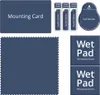 A collection of screen protector accessories including a mounting card, guide stickers, dust absorber, and wet pads. Produktbild-Vorschau