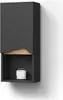 A modern, wall-mounted bathroom cabinet with a door and an open shelf, displayed against a white background. Produktbild-Vorschau