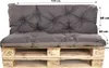 A set of gray cushions placed on a wooden pallet base, likely for outdoor furniture. Produktbild-Vorschau