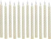 A row of ivory-colored LED taper candles with a twisted design. Produktbild-Vorschau