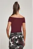 Urban Classics Ladies - Off Shoulder Rib Top red wine - M Produktbild-Vorschau 12