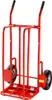 A red hand truck with two wheels and black handles, shown from the front. Podgląd zdjęcia produktu